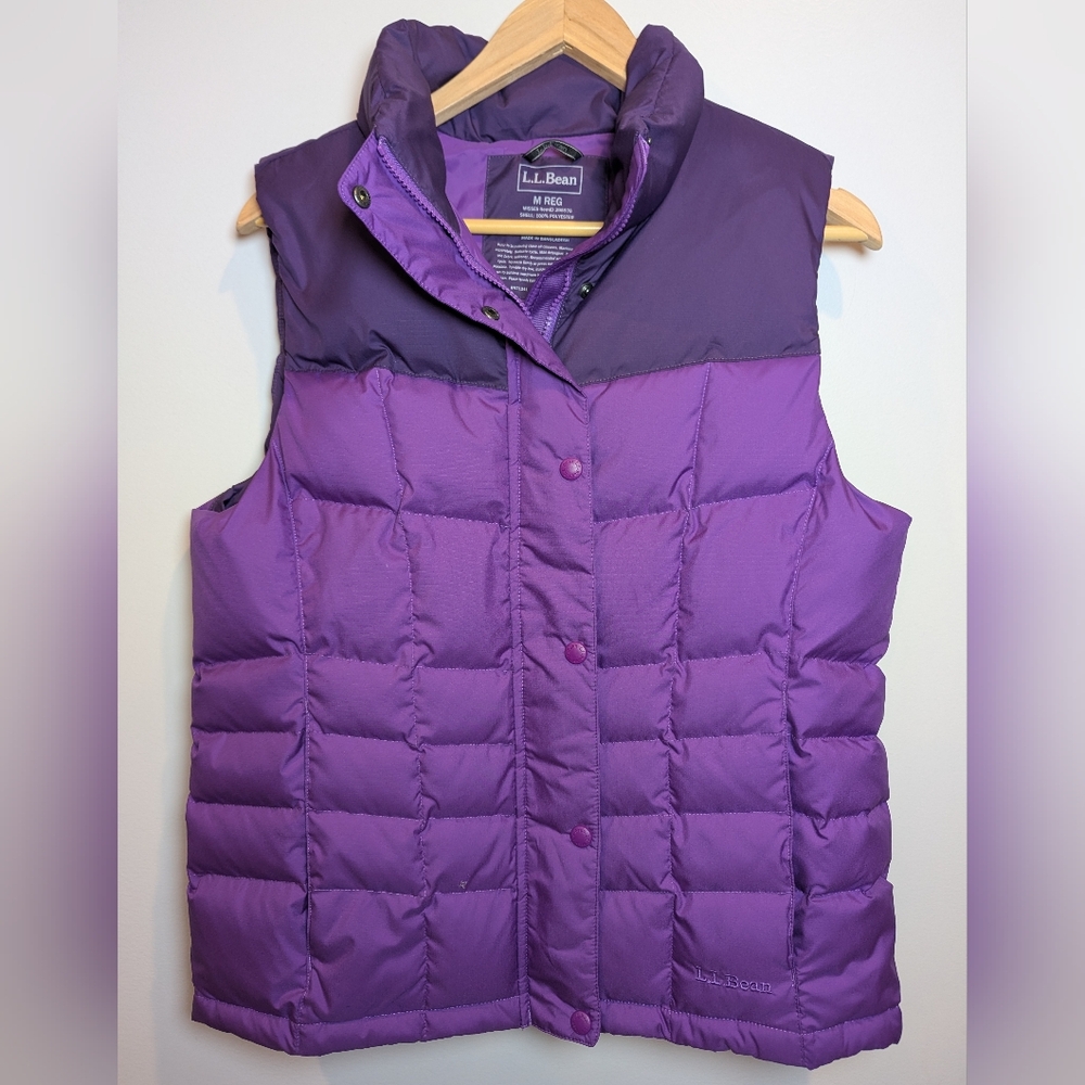 L.L. Bean Women's Size M Purple Colorblock Puffer Vest
